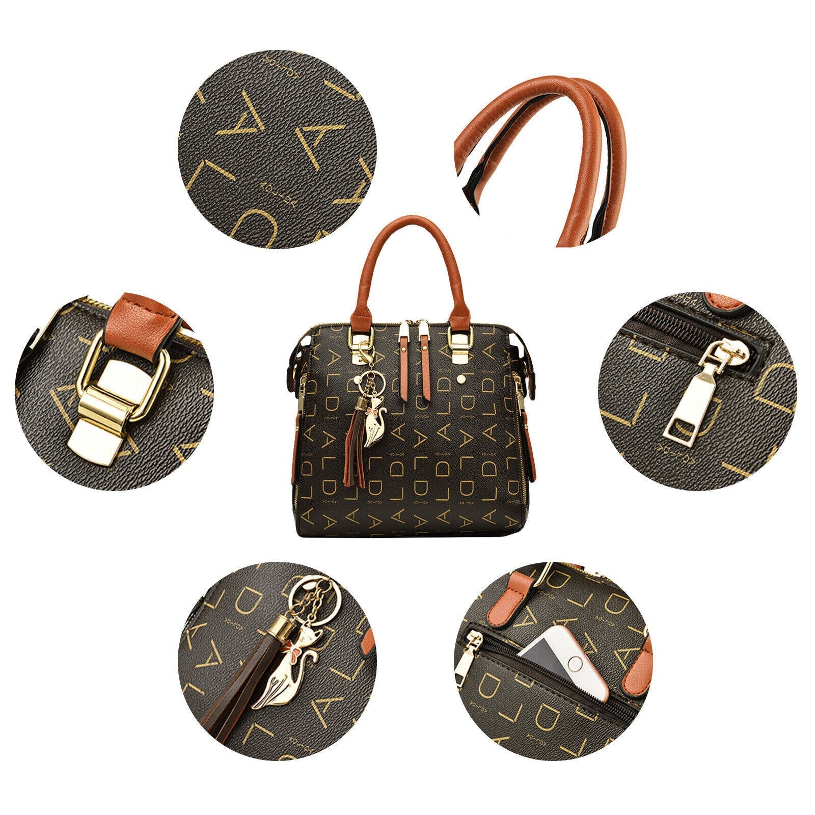 Women PU Leather Handbag Shoulder Bag Crossbody Satchel Messenger Purse Tote 24Hr Smart